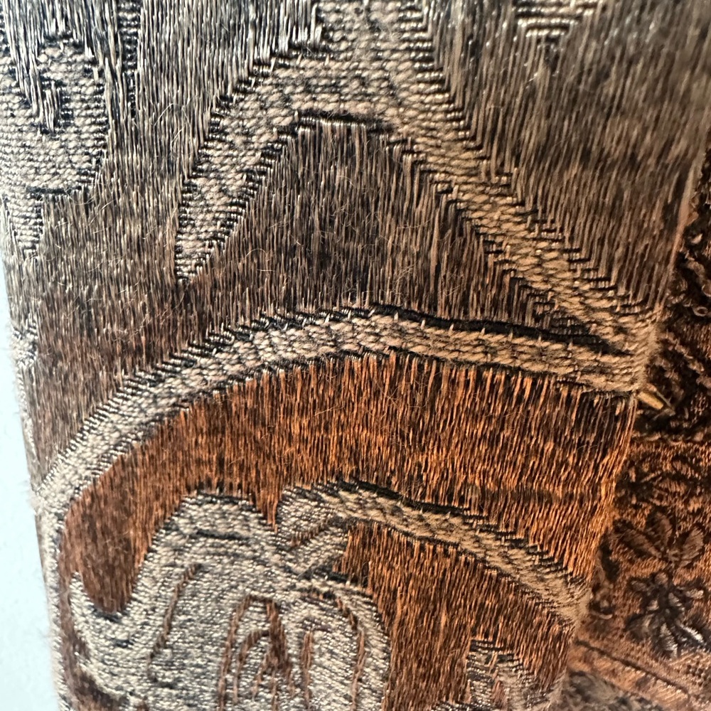 Vintage Flashback Lg Tapestry Embroidered Crocheted Beaded Boho Brown Jacket - Picture 13 of 16